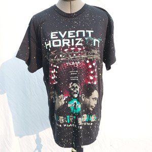 Event Horizon RARE Glow Splatter 1/100 Black T-Shirt Men's Large Horror Gildan